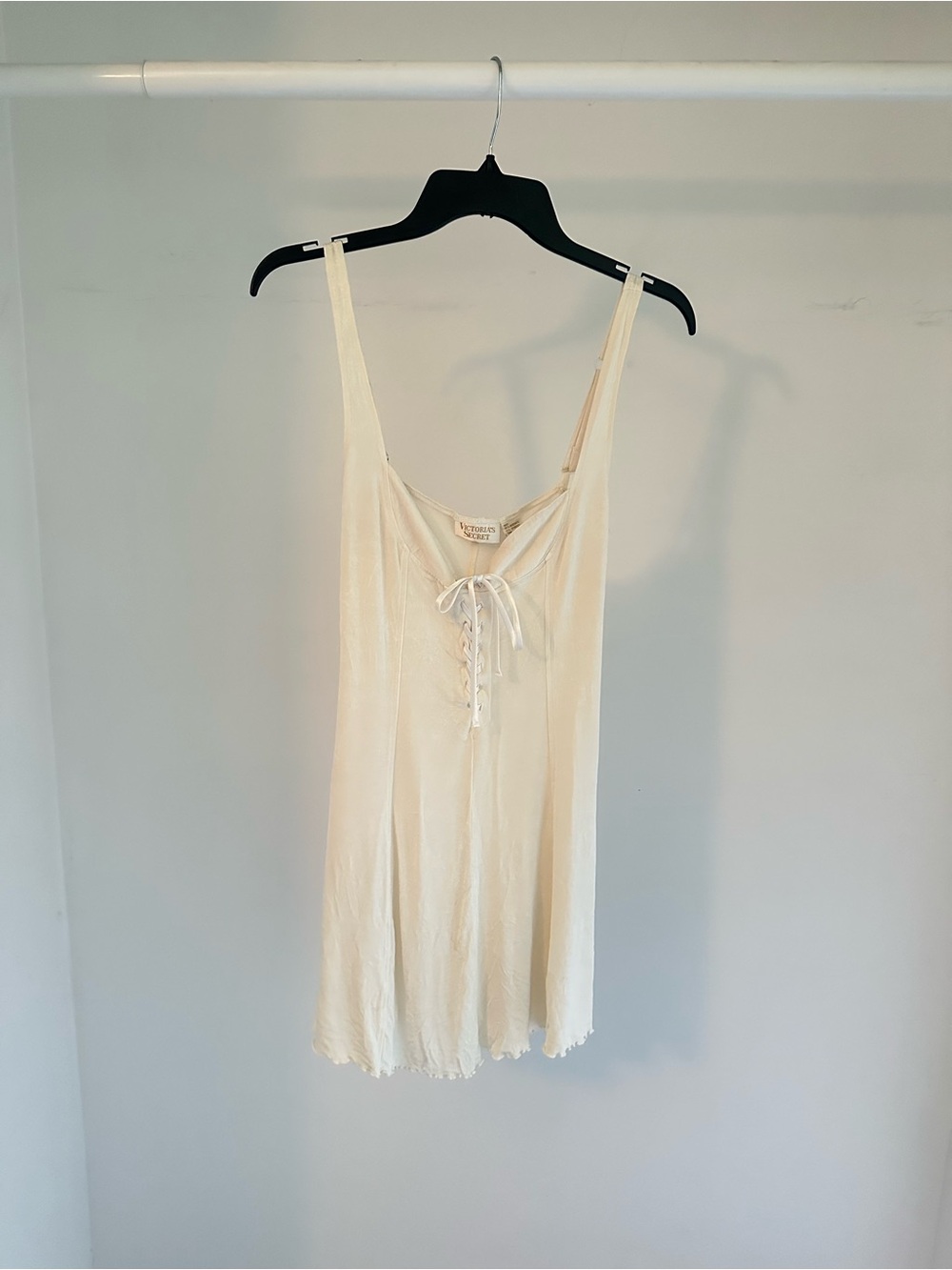 Cream Lace-Up Victoria’s Secret Slip Dress
